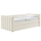 Channel Tufted Bouclé Twin Daybed with Pull - Out Trundle - Platform Bed available at Alpine Outlets in Denver