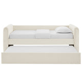 Channel Tufted Bouclé Twin Daybed with Pull - Out Trundle - Platform Bed available at Alpine Outlets in Denver