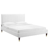 Channel Tufted Performance Velvet Platform Bed - Platform Bed available at Alpine Outlets in Denver