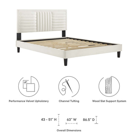 Channel Tufted Performance Velvet Platform Bed - Platform Bed available at Alpine Outlets in Denver