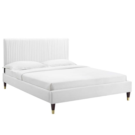 Channel Tufted Performance Velvet Platform Bed - Platform Bed available at Alpine Outlets in Denver