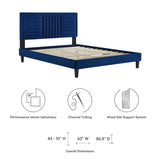 Channel Tufted Performance Velvet Platform Bed - Platform Bed available at Alpine Outlets in Denver