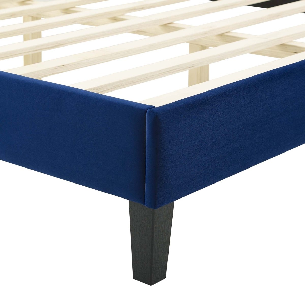 Channel Tufted Performance Velvet Platform Bed with Curved Silhouette - Platform Bed available at Alpine Outlets in Denver