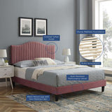 Channel Tufted Performance Velvet Platform Bed with Curved Silhouette - Platform Bed available at Alpine Outlets in Denver