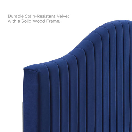 Channel Tufted Performance Velvet Platform Bed with Curved Silhouette - Platform Bed available at Alpine Outlets in Denver