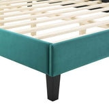 Channel Tufted Performance Velvet Platform Bed with Curved Silhouette - Platform Bed available at Alpine Outlets in Denver