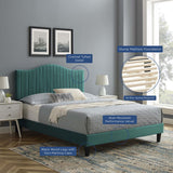 Channel Tufted Performance Velvet Platform Bed with Curved Silhouette - Platform Bed available at Alpine Outlets in Denver