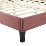 Channel Tufted Performance Velvet Platform Bed with Curved Silhouette - Platform Bed available at Alpine Outlets in Denver