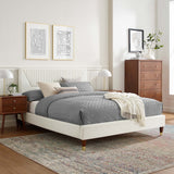 Channel Tufted Performance Velvet Platform Bed with Gold Detailed Legs - Platform Bed available at Alpine Outlets in Denver