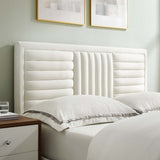 Channel Tufted Performance Velvet Platform Bed with Inset Border and Gold Legs - Platform Bed available at Alpine Outlets in Denver