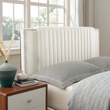 Channel Tufted Performance Velvet Platform Bed with Nailhead Trim - Platform Bed available at Alpine Outlets in Denver