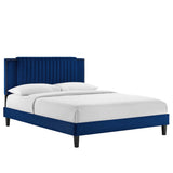 Channel Tufted Performance Velvet Platform Bed with Nailhead Trim - Platform Bed available at Alpine Outlets in Denver