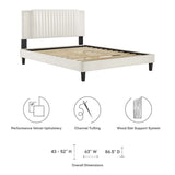 Channel Tufted Performance Velvet Platform Bed with Nailhead Trim - Platform Bed available at Alpine Outlets in Denver