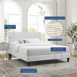 Channel Tufted Performance Velvet Platform Bed with Tapered Wood Legs - Platform Bed available at Alpine Outlets in Denver
