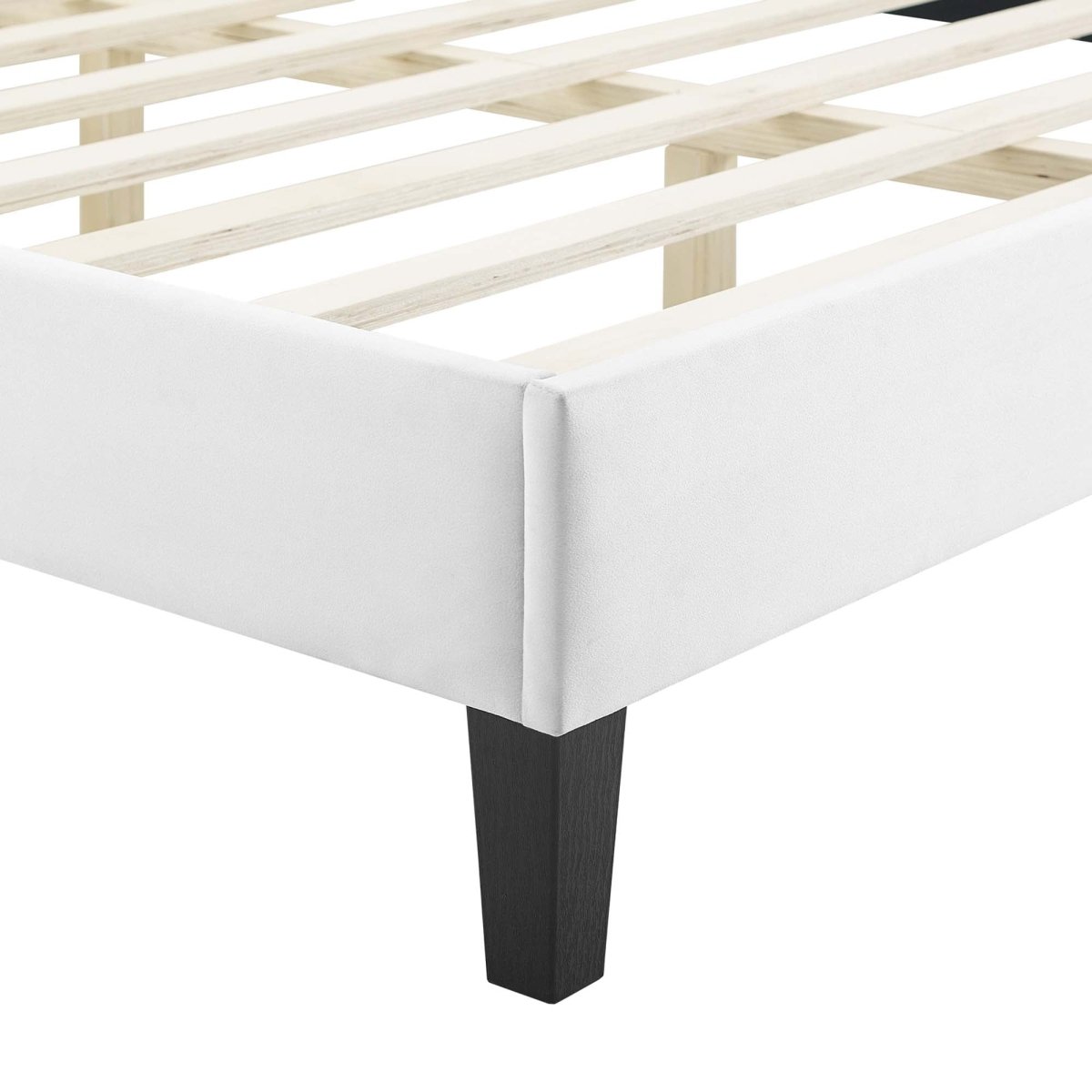 Channel Tufted Performance Velvet Platform Bed with Tapered Wood Legs - Platform Bed available at Alpine Outlets in Denver