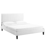 Channel Tufted Performance Velvet Platform Bed with Tapered Wood Legs - Platform Bed available at Alpine Outlets in Denver