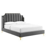 Channel Tufted Performance Velvet Wingback Queen Platform Bed - Platform Bed available at Alpine Outlets in Denver