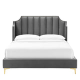 Channel Tufted Performance Velvet Wingback Queen Platform Bed - Platform Bed available at Alpine Outlets in Denver