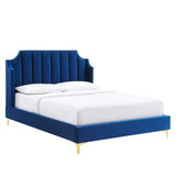 Channel Tufted Performance Velvet Wingback Queen Platform Bed - Platform Bed available at Alpine Outlets in Denver