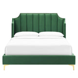 Channel Tufted Performance Velvet Wingback Queen Platform Bed - Platform Bed available at Alpine Outlets in Denver