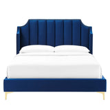 Channel Tufted Performance Velvet Wingback Queen Platform Bed - Platform Bed available at Alpine Outlets in Denver