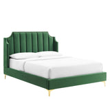 Channel Tufted Performance Velvet Wingback Queen Platform Bed - Platform Bed available at Alpine Outlets in Denver