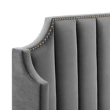 Channel Tufted Performance Velvet Wingback Queen Platform Bed - Platform Bed available at Alpine Outlets in Denver