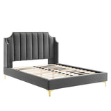 Channel Tufted Performance Velvet Wingback Queen Platform Bed - Platform Bed available at Alpine Outlets in Denver
