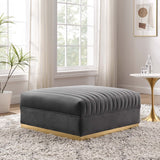 Channel Tufted Velvet Ottoman – Gold Base 36 Inch - Ottomans available at Alpine Outlets in Denver