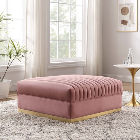 Channel Tufted Velvet Ottoman – Gold Base 36 Inch - Ottomans available at Alpine Outlets in Denver