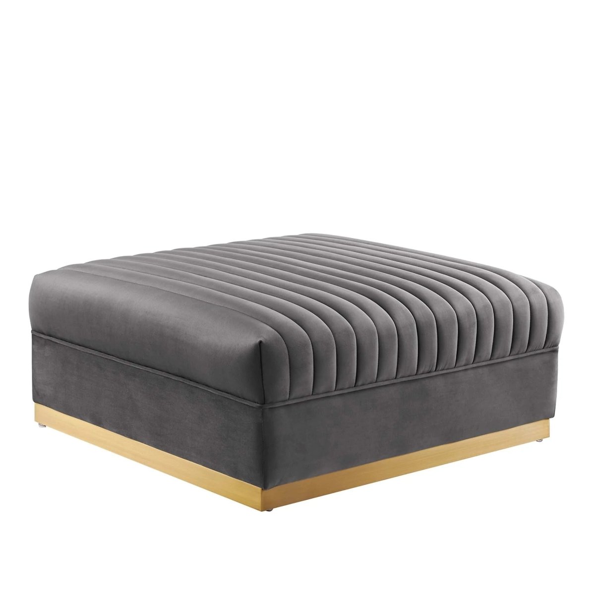 Channel Tufted Velvet Ottoman – Gold Base 36 Inch - Ottomans available at Alpine Outlets in Denver