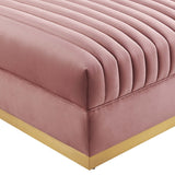 Channel Tufted Velvet Ottoman – Gold Base 36 Inch - Ottomans available at Alpine Outlets in Denver