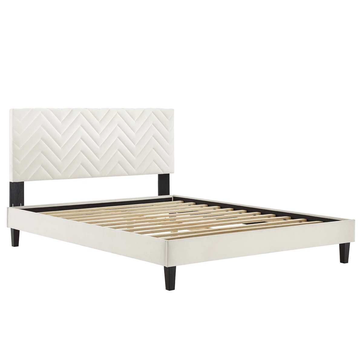 Chevron Tufted Performance Velvet Platform Bed - Platform Bed available at Alpine Outlets in Denver