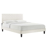 Chevron Tufted Performance Velvet Platform Bed - Platform Bed available at Alpine Outlets in Denver