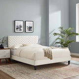 Chevron Tufted Performance Velvet Platform Bed - Platform Bed available at Alpine Outlets in Denver