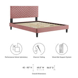 Chevron Tufted Performance Velvet Platform Bed - Platform Bed available at Alpine Outlets in Denver