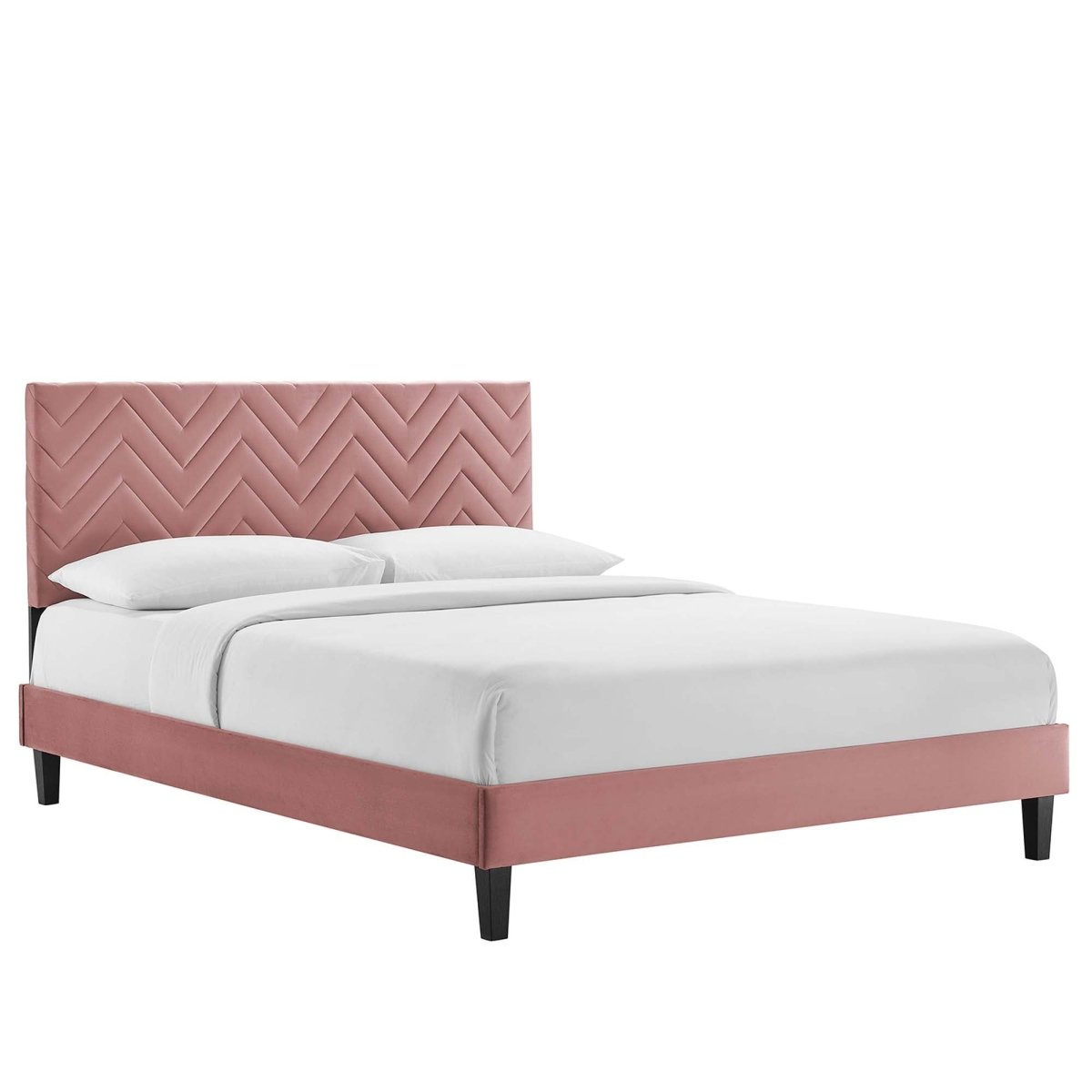 Chevron Tufted Performance Velvet Platform Bed - Platform Bed available at Alpine Outlets in Denver