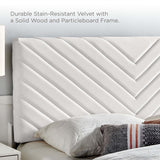 Chevron Tufted Performance Velvet Platform Bed with Tapered Black Legs - Platform Bed available at Alpine Outlets in Denver