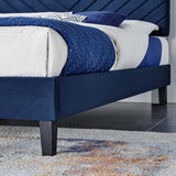 Chevron Tufted Performance Velvet Platform Bed with Tapered Black Legs - Platform Bed available at Alpine Outlets in Denver