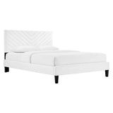 Chevron Tufted Performance Velvet Platform Bed with Tapered Black Legs - Platform Bed available at Alpine Outlets in Denver