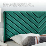 Chevron Tufted Performance Velvet Platform Bed with Tapered Black Legs - Platform Bed available at Alpine Outlets in Denver