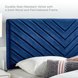 Chevron Tufted Performance Velvet Platform Bed with Tapered Black Legs - Platform Bed available at Alpine Outlets in Denver