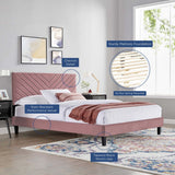 Chevron Tufted Performance Velvet Platform Bed with Tapered Black Legs - Platform Bed available at Alpine Outlets in Denver