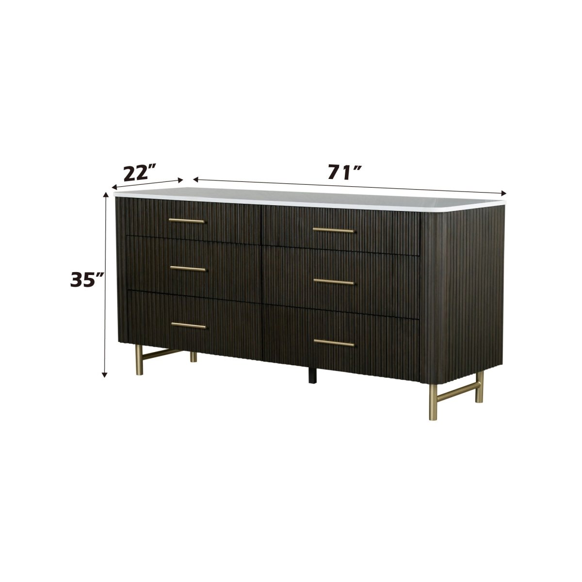 Clayten - Dresser - Espresso / White Marble - Dressers available at Alpine Outlets in Denver