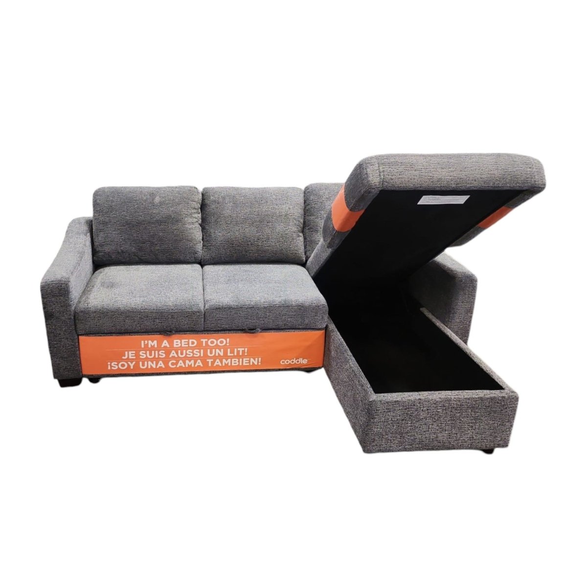 Coddle Aria Fabric Sleeper Sofa with Reversible Chaise - Gray - Alpine Outlets