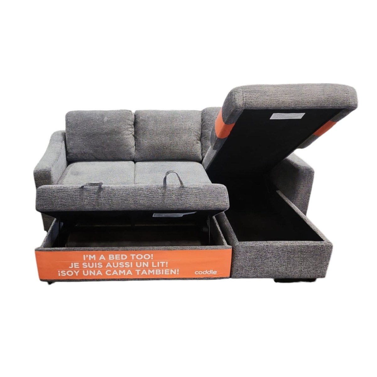 Coddle Aria Fabric Sleeper Sofa with Reversible Chaise - Gray - Alpine Outlets