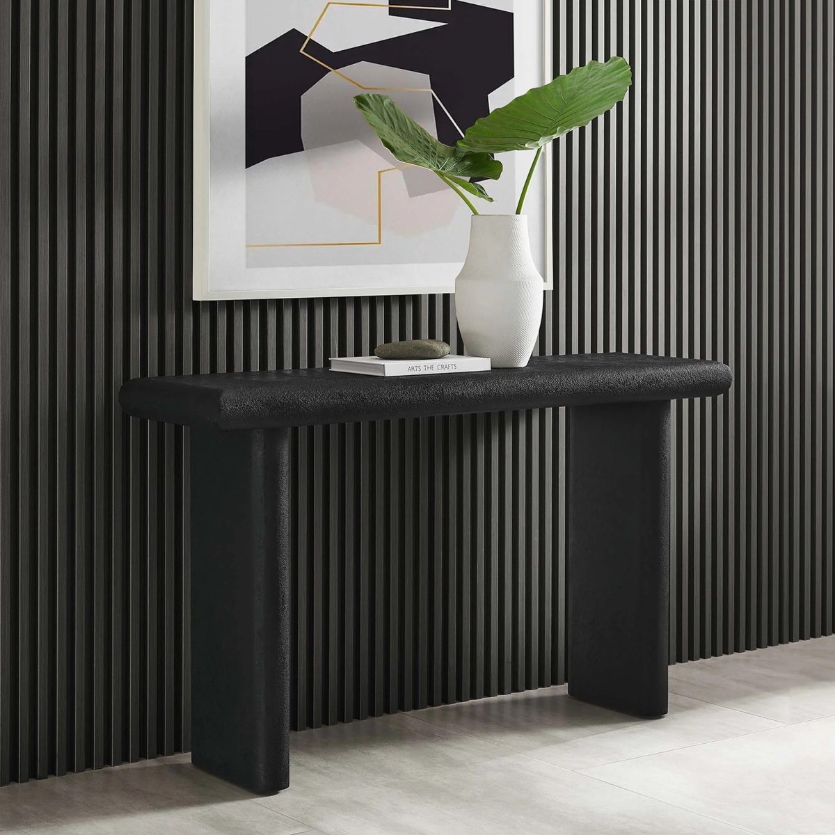 Concrete Textured Console Table with Wood Base – 52 Inch - Ottomans available at Alpine Outlets in Denver