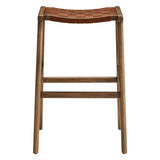 Contemporary Woven Leather and Wood Bar Stool Set of 2 - Stools available at Alpine Outlets in Denver