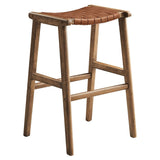 Contemporary Woven Leather and Wood Bar Stool Set of 2 - Stools available at Alpine Outlets in Denver