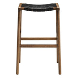 Contemporary Woven Leather and Wood Bar Stool Set of 2 - Stools available at Alpine Outlets in Denver